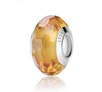 Nbsameng Muranoglas S925 Sterling Silber Anhänger für Pandora Armbänder und Halsketten, ein DIY Urlaub Schmuck Geschenk für Damen, Schneiden - Gelb