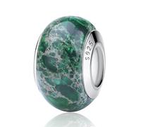 Nbsameng Natursteine Charm, Anhänger für Frauen Armbänder und Ketten, 925% Silber Charms Pendant Bead für Pandora und europäische Armbänder und Halskette,Grün