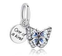 Nbsameng S925 Sterling Silber Anhänger für Pandora Armbänder und Halsketten, ein DIY Urlaub Schmuck Geschenk für Damen, Schmetterling - Farbverlauf Blau