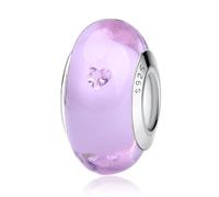 Nbsameng Transparent Charme Perlen aus Murano Glas Charms, Anhänger für Frauen Armbänder und Ketten, 925% Silber Charms Pendant Bead für Pandora und europäische Armbänder und Halskette,Rosa Herz
