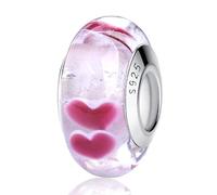 Nbsameng Transparent Charme Perlen aus Murano Glas Charms, Anhänger für Frauen Armbänder und Ketten, 925% Silber Charms Pendant Bead für Pandora und europäische Armbänder und Halskette,rotes Herz