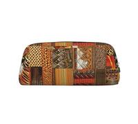 NBSKSDLK Afrikanische Textil-Patchwork-Make-up-Tasche für Damen und Herren, Federmäppchen, Reise-Kosmetiktasche, Kulturbeutel, ästhetische Stifttasche, trendige Aufbewahrungstasche, Leder, Münztasche