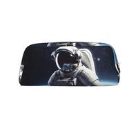NBSKSDLK Astronauten-Make-up-Tasche für Damen und Herren, Federmäppchen, Reise-Kosmetiktasche, Kulturbeutel, ästhetische Stifttasche, trendige Aufbewahrungstaschen, Leder, Münztasche, Geldbörse, Gold