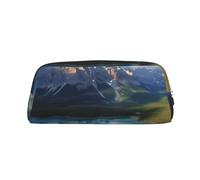 NBSKSDLK Banff Make-up-Tasche für Damen und Herren, Kosmetiktasche mit Reißverschluss, Kulturbeutel, ästhetische Stifttasche, trendige Aufbewahrungstasche, Leder, Münztasche, Geldbörse, silber