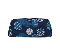 NBSKSDLK Blaue Volleyball-Make-up-Tasche für Damen und Herren, Federmäppchen, Reise-Kosmetiktasche, Kulturbeutel, ästhetische Stifttasche, trendige Aufbewahrungstaschen, Leder, Münztasche, Geldbörse