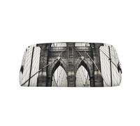 NBSKSDLK Brooklyn Bridge Make-up-Tasche für Damen und Herren, Federmäppchen, kleine Kosmetiktasche, Reißverschluss, Kulturbeutel, ästhetische Stifttasche, trendige Aufbewahrungstaschen, Leder