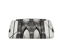 NBSKSDLK Brooklyn Bridge Make-up-Tasche für Damen und Herren, Federmäppchen, kleine Kosmetiktasche, Reißverschluss, Kulturbeutel, ästhetische Stifttasche, trendige Aufbewahrungstaschen, Leder