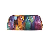 NBSKSDLK Bunte Glasflaschen-Make-up-Tasche für Damen und Herren, Federmäppchen, Reise-Kosmetiktasche, Kulturbeutel, ästhetische Stifttasche, trendige Aufbewahrungstasche, Leder-Münztasche, Geldbörse
