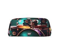 NBSKSDLK Cooles Schlagzeug-Set, Make-up-Tasche für Damen und Herren, Federmäppchen, Reise-Kosmetiktasche, Kulturbeutel, ästhetische Stifttasche, trendige Aufbewahrungstasche, Leder, Münztasche