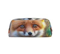 NBSKSDLK Fox Make-up-Tasche für Damen und Herren, Federmäppchen, kleine Kosmetiktasche, Reißverschluss, Kulturbeutel, ästhetische Stifttasche, trendige Aufbewahrungstaschen, Leder, Münztasche