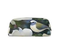 NBSKSDLK Gardenia Make-up-Tasche mit Blumenmotiv für Damen und Herren, Federmäppchen, kleine Kosmetiktasche, Reißverschluss, Kulturbeutel, ästhetische Stifttasche, trendige Aufbewahrungstaschen, Leder
