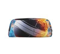 NBSKSDLK Ice and Fire Volleyball-Make-up-Tasche für Damen und Herren, Federmäppchen, kleine Kosmetiktasche, Reißverschluss, Kulturbeutel, ästhetische Stifttasche, trendige Aufbewahrungstasche, Leder