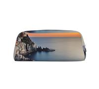 NBSKSDLK Kosmetiktasche für Damen und Herren, Motiv: Italienisches Meer bei Sonnenuntergang, kleine Kosmetiktasche mit Reißverschluss, Kosmetiktasche, ästhetische Stifttasche, trendige