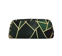 NBSKSDLK Kosmetiktasche mit geometrischem Muster, für Damen und Herren, Bleistifttasche, Reise-Kosmetiktasche, Kulturbeutel, ästhetische Stifttasche, trendige Aufbewahrungstasche, Leder, Schwarz und