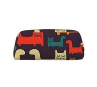 NBSKSDLK Kosmetiktasche mit Katzen-Illustration, für Damen und Herren, Federmäppchen, Reise-Kosmetiktasche, Kulturbeutel, ästhetische Stifttasche, trendige Aufbewahrungstasche, Leder, Münzbeutel