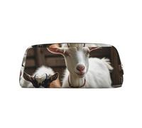 NBSKSDLK Kosmetiktasche mit niedlichem Ziegenmotiv, für Damen und Herren, Reise-Kosmetiktasche, Kulturbeutel, ästhetische Stifttasche, trendige Aufbewahrungstasche, Leder, Münzbeutel, Gold