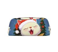 NBSKSDLK Kosmetiktasche mit niedlicher Katze, Weihnachtslieder, für Damen und Herren, Federmäppchen, kleine Kosmetiktasche, mit Reißverschluss, ästhetische Stifttasche, trendige Aufbewahrungstasche