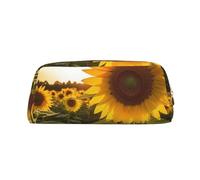 NBSKSDLK Kosmetiktasche mit Sonnenblumen-Motiv, für Damen und Herren, Kosmetiktasche, Reise-Kosmetiktasche, Kulturbeutel, ästhetische Stifttasche, Leder-Münztasche, Geldbörse, Gold, Einheitsgröße