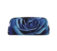 NBSKSDLK Make-up-Tasche für Damen und Herren, Motiv: blaue Rosenblüten, kleine Kosmetiktasche, Kosmetiktasche, Kulturbeutel, ästhetische Stifttasche, trendige Aufbewahrungstasche, Leder, Münztasche