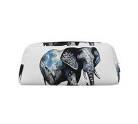 NBSKSDLK Make-up-Tasche für Damen und Herren, Motiv: Elefantenblau, schwarz, Kosmetiktasche, Reise-Kosmetiktasche, Kulturbeutel, ästhetische Stifttasche, trendige Aufbewahrungstaschen, Leder