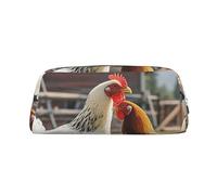 NBSKSDLK Make-up-Tasche für Damen und Herren, Motiv: Hühner und Bauernhof, kleine Reise-Kosmetiktasche, Kulturbeutel, ästhetische Stifttasche, trendige Aufbewahrungstaschen, Leder, Münztasche