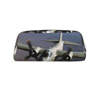 NBSKSDLK Make-up-Tasche für Damen und Herren, Motiv: US-Armee, Flugzeug, Reise-Kosmetiktasche, Kulturbeutel, ästhetische Stifttasche, trendige Aufbewahrungstasche, Leder, Münztasche, silber