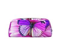 NBSKSDLK Make-up-Tasche für Damen und Herren, Motiv: violette Schmetterlinge und Blumen, kleine Kosmetiktasche mit Reißverschluss, Kulturbeutel, ästhetische Stifttasche, trendige Aufbewahrungstasche