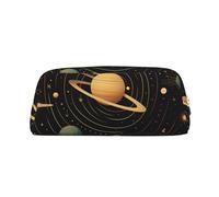 NBSKSDLK Make-up-Tasche im Retro-Stil mit astronomischem Muster für Damen und Herren, Federmäppchen, Reise-Kosmetiktasche, Kulturbeutel, ästhetische Stifttasche, trendige Aufbewahrungstasche, Leder