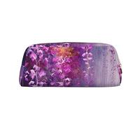 NBSKSDLK Make-up-Tasche mit abstraktem violettem Weinblumen-Design für Damen und Herren, Federmäppchen, Reise-Kosmetiktasche, Kulturbeutel, ästhetische Stifttasche, trendige Aufbewahrungstasche, Leder
