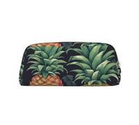 NBSKSDLK Make-up-Tasche mit Ananas-Design für Damen und Herren, Reise-Kosmetiktasche, Kulturbeutel, ästhetische Stifttasche, trendige Aufbewahrungstaschen, Leder, Münzbeutel, Gold, Einheitsgröße