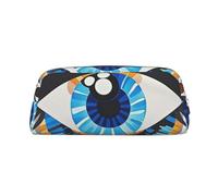 NBSKSDLK Make-up-Tasche mit bösem Blick, für Damen und Herren, Federmäppchen, Reise-Kosmetiktasche, Kulturbeutel, ästhetische Stifttasche, Geldbörse aus Leder, Silber, One Size