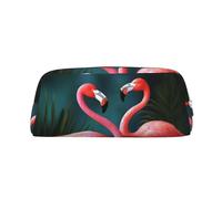 NBSKSDLK Make-up-Tasche mit Flamingo-Blumen für Damen und Herren, Federmäppchen, Reise-Kosmetiktasche, Kulturbeutel, ästhetische Stifttasche, trendige Aufbewahrungstasche, Leder, Münzbeutel, silber