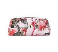 NBSKSDLK Make-up-Tasche mit Flamingo-Blumendruck, für Damen und Herren, Federmäppchen, Reise-Kosmetiktasche, Kulturbeutel, ästhetische Stifttasche, trendige Aufbewahrungstasche, Leder, Münztasche