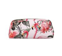 NBSKSDLK Make-up-Tasche mit Flamingo-Blumendruck, für Damen und Herren, Federmäppchen, Reise-Kosmetiktasche, Kulturbeutel, ästhetische Stifttasche, trendige Aufbewahrungstasche, Leder, Münztasche