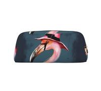 NBSKSDLK Make-up-Tasche mit Halloween-Flamingo-Hexenhut, für Damen und Herren, Federmäppchen, Reise-Kosmetiktasche, Kulturbeutel, ästhetische Stifttasche, trendige Aufbewahrungstasche, Leder