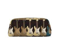 NBSKSDLK Make-up-Tasche mit Kunst-Gitarren-Muster, für Damen und Herren, Federmäppchen, Reise-Kosmetiktasche, Kulturbeutel, ästhetische Stifttasche, trendige Aufbewahrungstasche, Leder, Münzbeutel