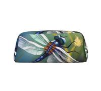 NBSKSDLK Make-up-Tasche mit Libellen-Malerei, für Damen und Herren, Federmäppchen, Reise-Kosmetiktasche, Kulturbeutel, ästhetische Stifttasche, trendige Aufbewahrungstasche, Leder, Münztasche