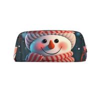 NBSKSDLK Make-up-Tasche mit niedlichem Schneemann für Damen und Herren, Federmäppchen, Reise-Kosmetiktasche, Kulturbeutel, ästhetische Stifttasche, trendige Aufbewahrungstasche, Leder, Münzbeutel