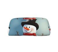 NBSKSDLK Make-up-Tasche mit niedlichem Schneemann für Damen und Herren, Federmäppchen, Reise-Kosmetiktasche, Kulturbeutel, ästhetische Stifttasche, trendige Aufbewahrungstasche, Leder, Münzbeutel