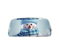 NBSKSDLK Make-up-Tasche mit niedlichem Schneemann für Damen und Herren, Federmäppchen, Reise-Kosmetiktasche, Kulturbeutel, ästhetische Stifttasche, trendige Aufbewahrungstasche, Leder, Münzbeutel