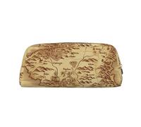 NBSKSDLK Make-up-Tasche mit Schatzkarte, Vintage-Stil, für Damen und Herren, Federmäppchen, Reise-Kosmetiktasche, Kulturbeutel, ästhetische Stifttasche, trendige Aufbewahrungstasche, Leder, Münzbeutel