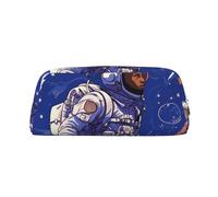 NBSKSDLK Make-up-Tasche mit schwarzem Astronaut auf blauem Hintergrund, für Damen und Herren, Federmäppchen, Reise-Kosmetiktasche, Kulturbeutel, ästhetische Stifttasche, trendige Aufbewahrungstasche