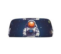 NBSKSDLK Make-up-Tasche mit Weltraum-Astronauten-Design, für Damen und Herren, Federmäppchen, Reise-Kosmetiktasche, Kulturbeutel, ästhetische Stifttasche, trendige Aufbewahrungstasche, Leder