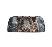 NBSKSDLK Make-up-Tasche mit Wildschwein-Motiv für Damen und Herren, Reise-Kosmetiktasche, Kulturbeutel mit Reißverschluss, ästhetische Stifttasche, trendige Aufbewahrungstasche, Leder, Münzbeutel