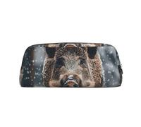 NBSKSDLK Make-up-Tasche mit Wildschwein-Motiv für Damen und Herren, Reise-Kosmetiktasche, Kulturbeutel mit Reißverschluss, ästhetische Stifttasche, trendige Aufbewahrungstasche, Leder, Münzbeutel