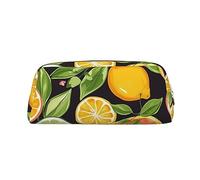 NBSKSDLK Make-up-Tasche mit Zitrusfrucht-Muster, für Damen und Herren, Federmäppchen, kleine Kosmetiktasche, Reißverschluss, Kulturbeutel, ästhetische Stifttasche, trendige Aufbewahrungstasche, Leder