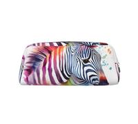 NBSKSDLK Niedliche bunte Zebra-Make-up-Tasche für Damen und Herren, Federmäppchen, Reise-Kosmetiktasche, Kulturbeutel, ästhetische Stifttasche, trendige Aufbewahrungstasche, Leder-Münztasche