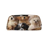 NBSKSDLK Niedliche Make-up-Tasche für Damen und Herren, Federmäppchen, kleine Kosmetiktasche, Reißverschluss, Kulturbeutel, ästhetische Stifttasche, trendige Aufbewahrungstasche, Leder-Münztasche