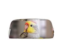 NBSKSDLK Niedliche Nymphensittich-Make-up-Tasche für Damen und Herren, Federmäppchen, Reise-Kosmetiktasche, Kulturbeutel, ästhetische Stifttasche, trendige Aufbewahrungstasche, Leder-Münztasche