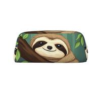 NBSKSDLK Niedliches Faultier-Make-up-Tasche für Damen und Herren, Federmäppchen, Reise-Kosmetiktasche, Kulturbeutel, ästhetische Stifttasche, Geldbörse aus Leder, Gold, Einheitsgröße